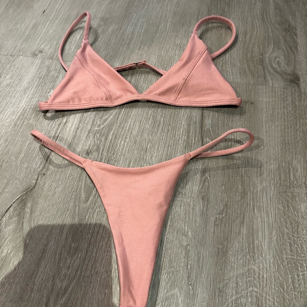 San Lorenzo Pink Ribbed Bikini Set